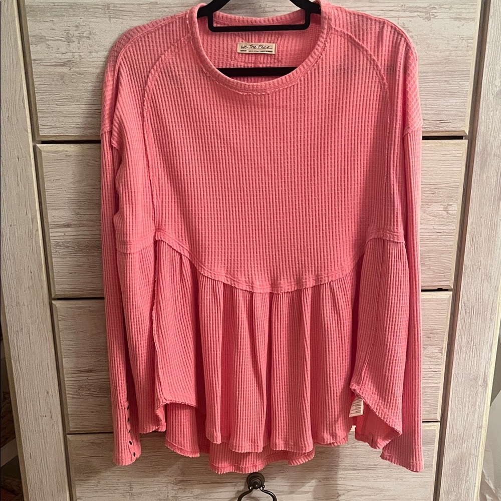 Free People Pink Long Sleeve Top